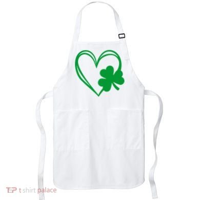 St Patricks Day Shamrock Heart Apron