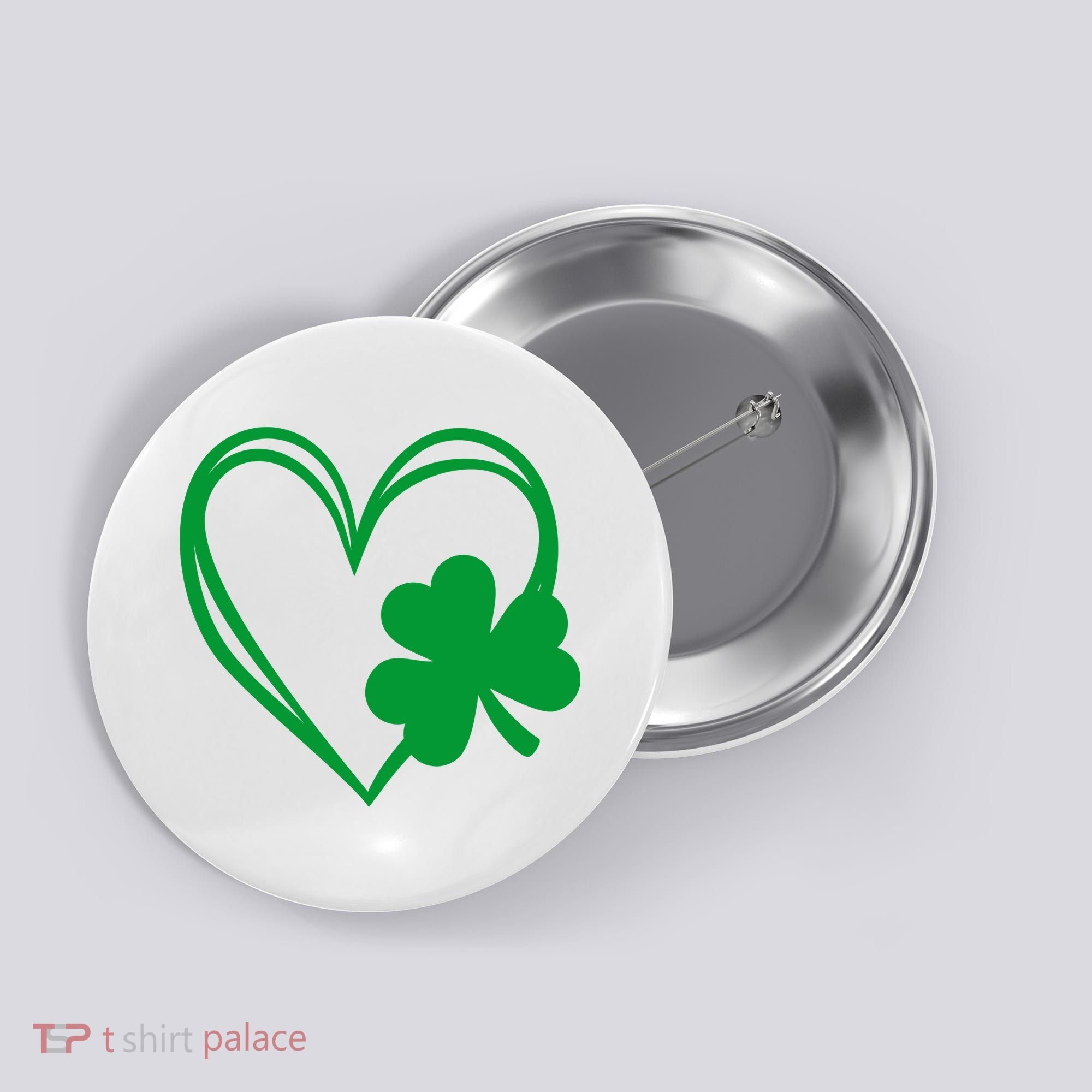 St Patricks Day Shamrock Heart Button