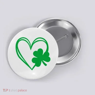 St Patricks Day Shamrock Heart Button