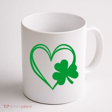 St Patricks Day Shamrock Heart Coffee Mug back