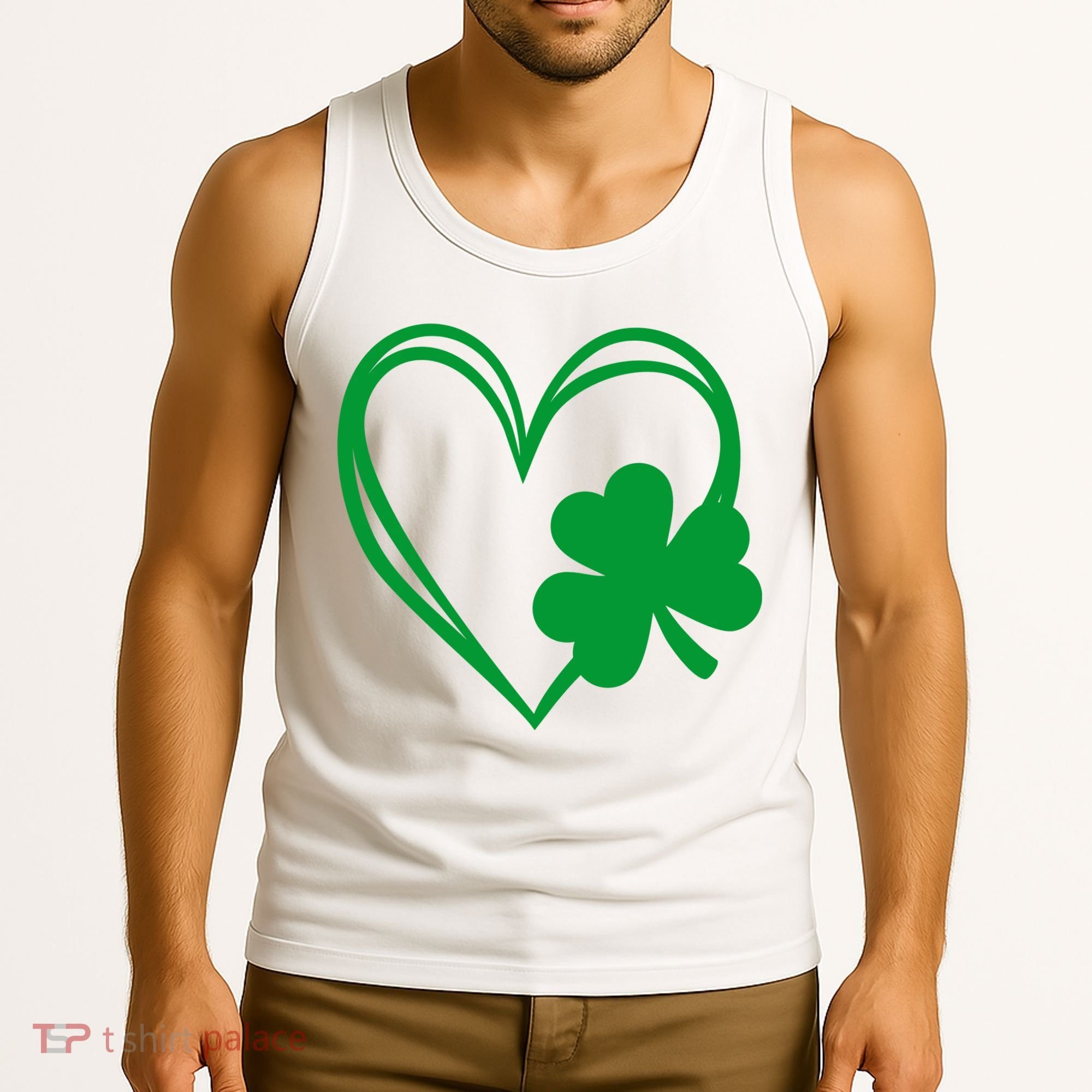 St Patricks Day Shamrock Heart Tank Top