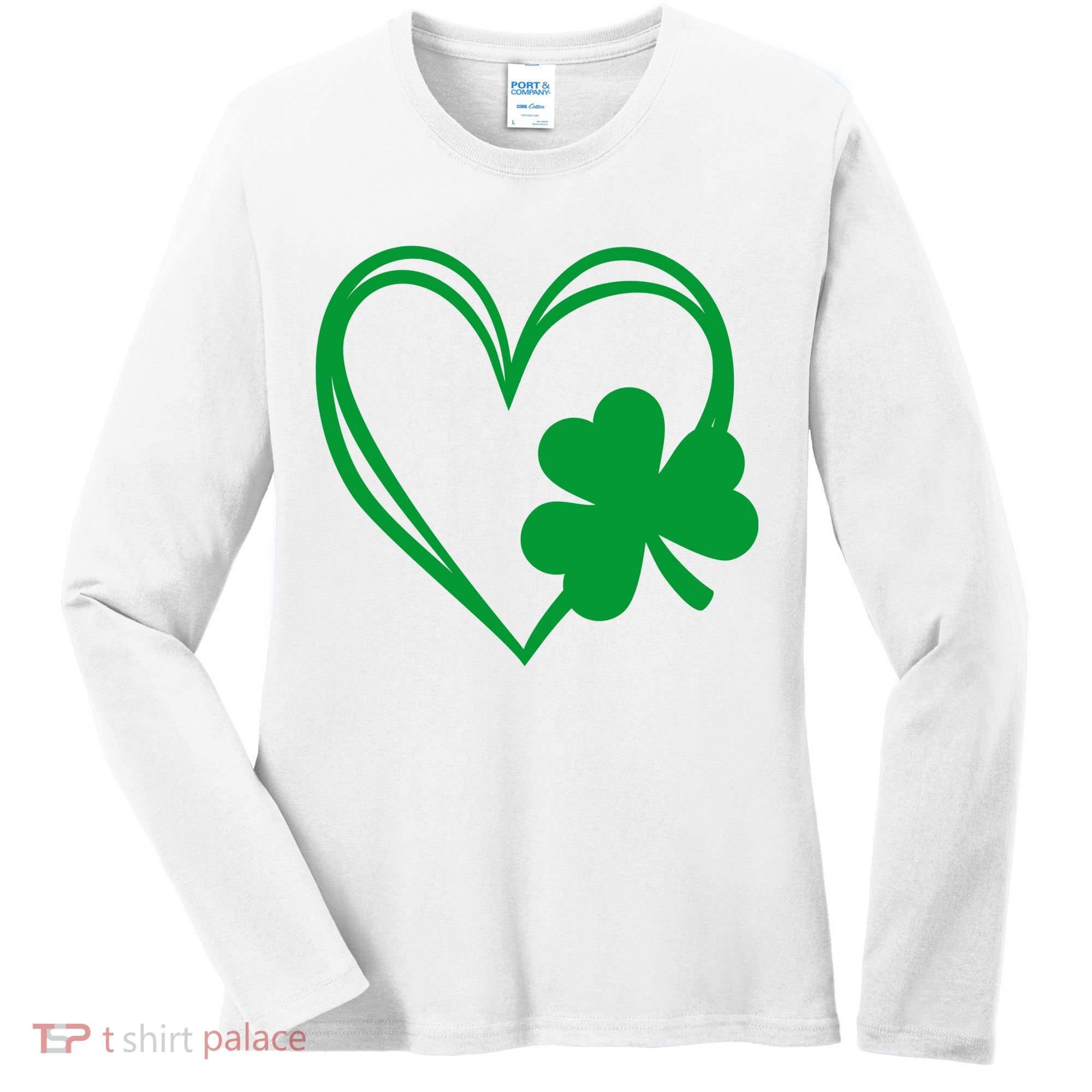 St Patricks Day Shamrock Heart Women's Long Sleeve Shirt