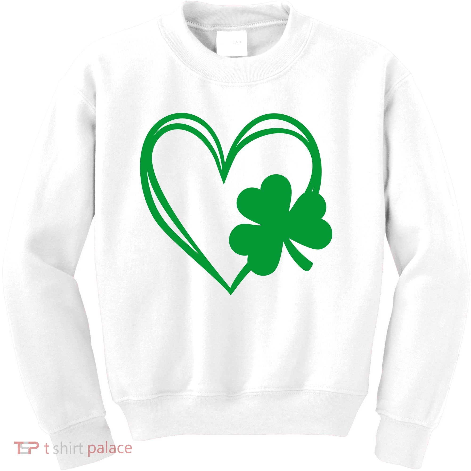 St Patricks Day Shamrock Heart Kids Sweatshirt