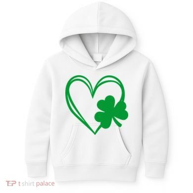 St Patricks Day Shamrock Heart Kids Hoodie