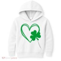 St Patricks Day Shamrock Heart Kids Hoodie thumb 0