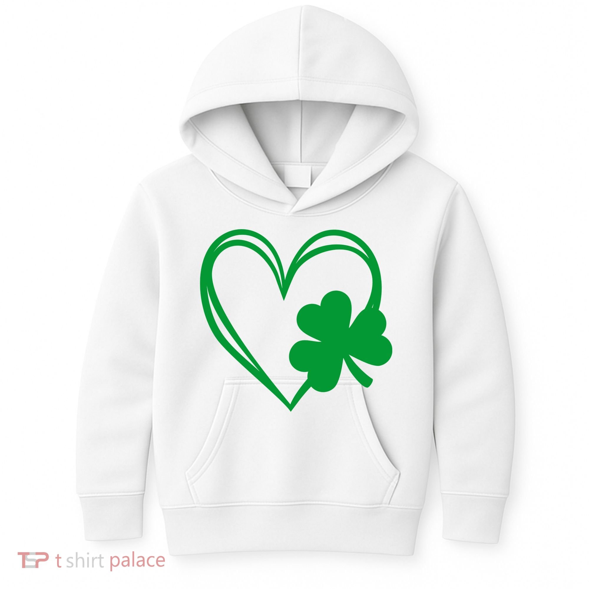 St Patricks Day Shamrock Heart Kids Hoodie