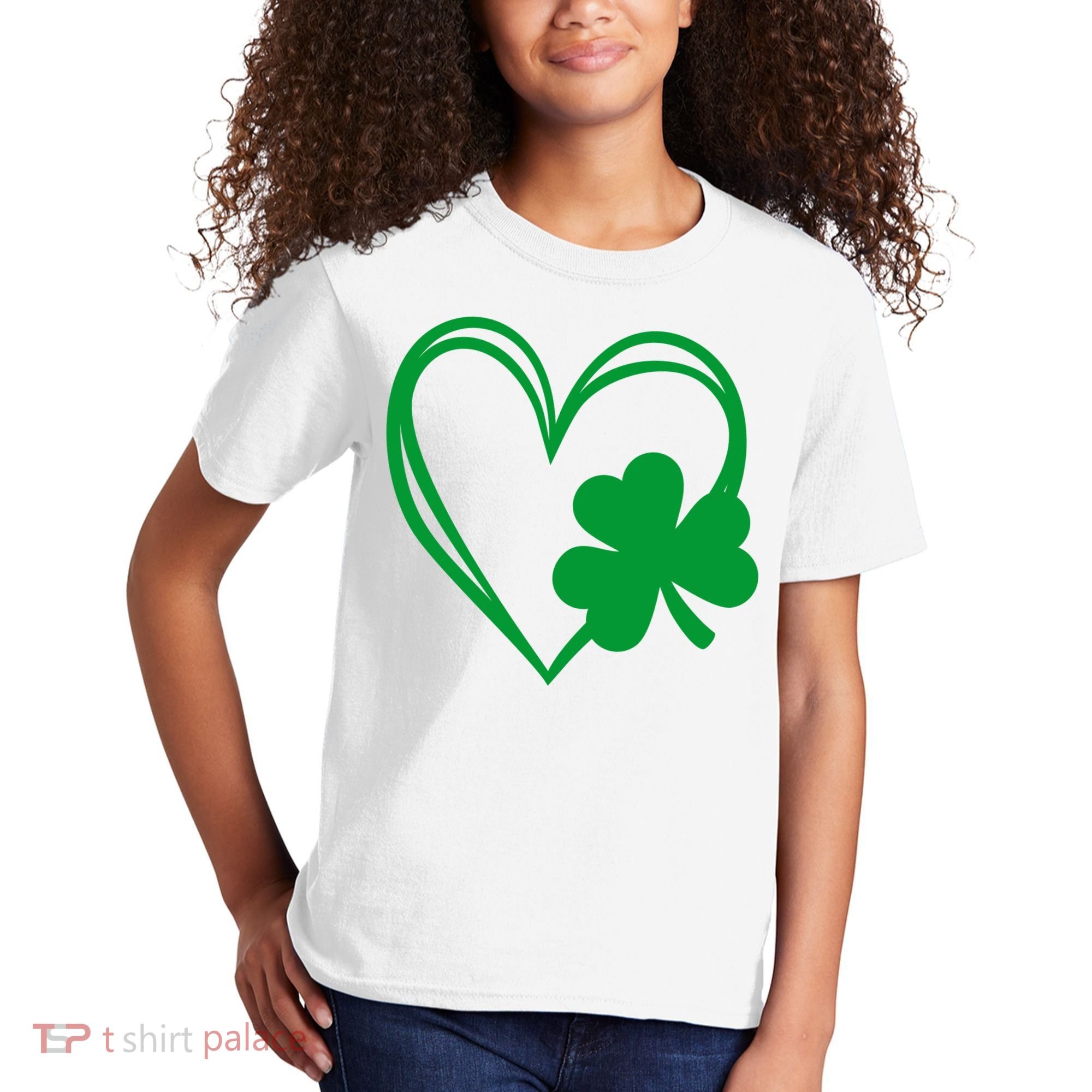 St Patricks Day Shamrock Heart Kids T-Shirt