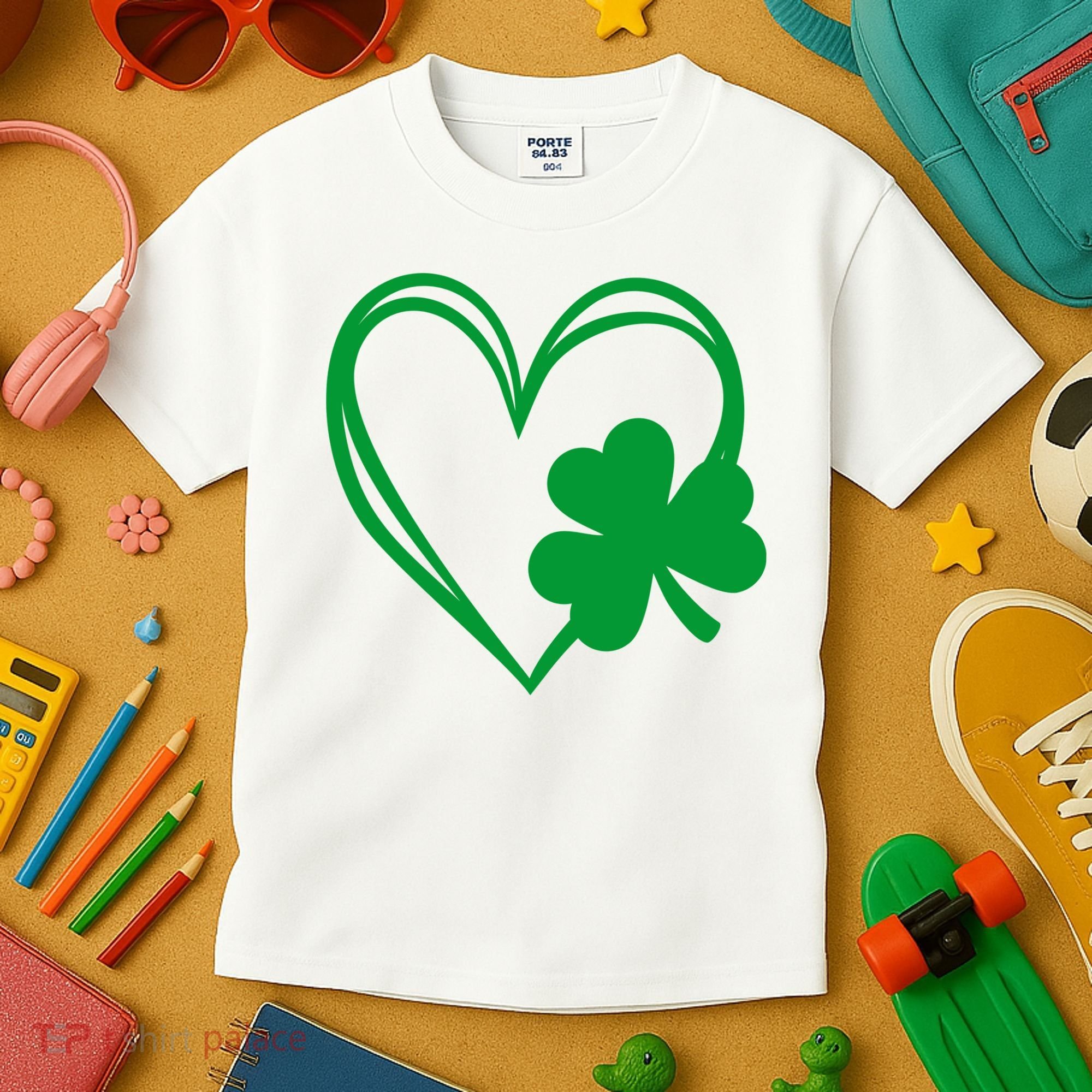 St Patricks Day Shamrock Heart Kids T-Shirt