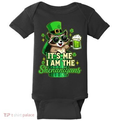 St Patrick's Day Its Me I Am The Shenanigans Raccoon Baby Bodysuit