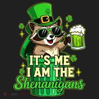 St Patrick's Day Its Me I Am The Shenanigans Raccoon Hat thumb 2