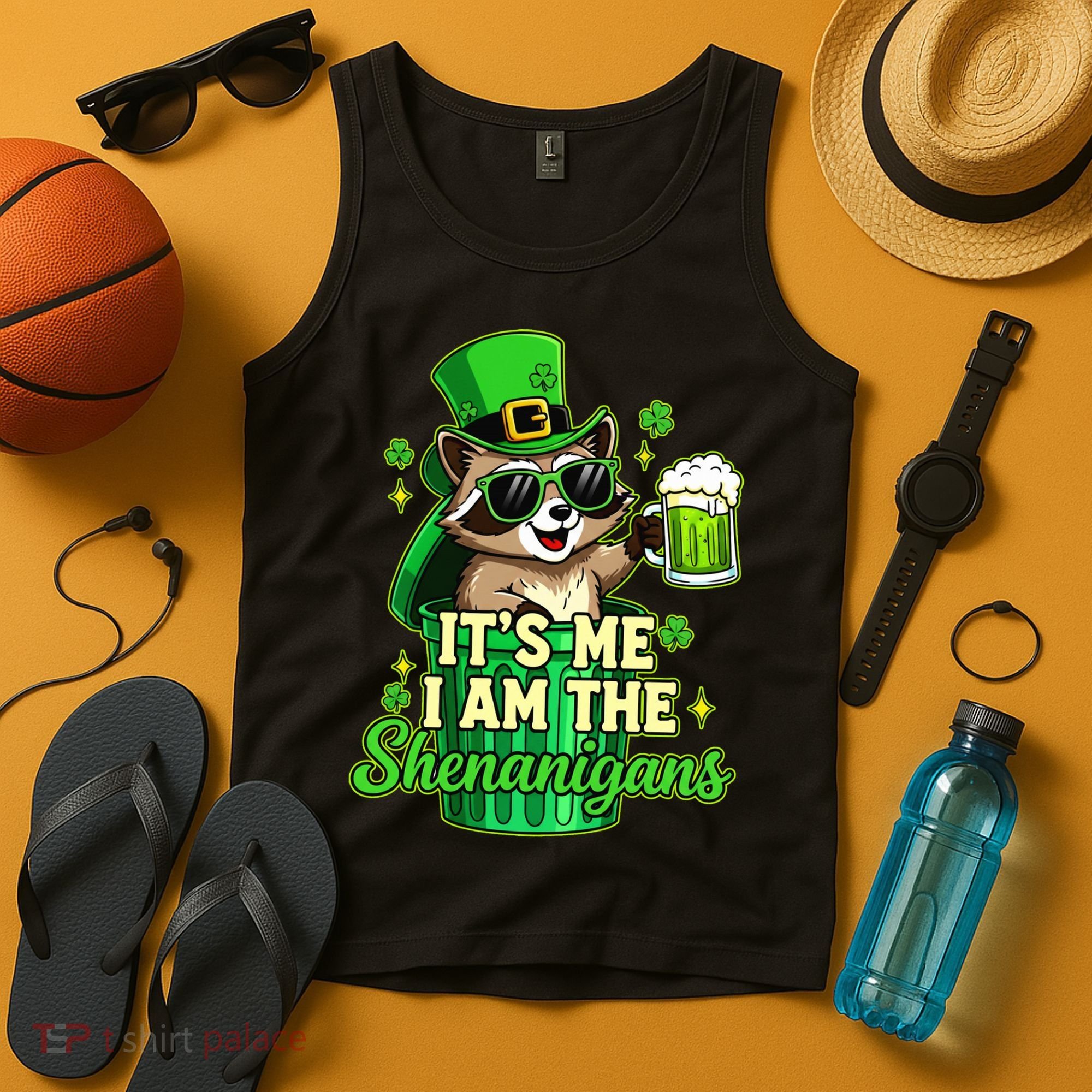 St Patrick's Day Its Me I Am The Shenanigans Raccoon Tank Top