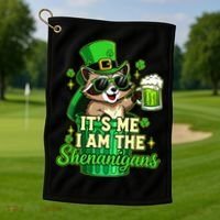 St Patrick's Day Its Me I Am The Shenanigans Raccoon Golf Towel thumb 1