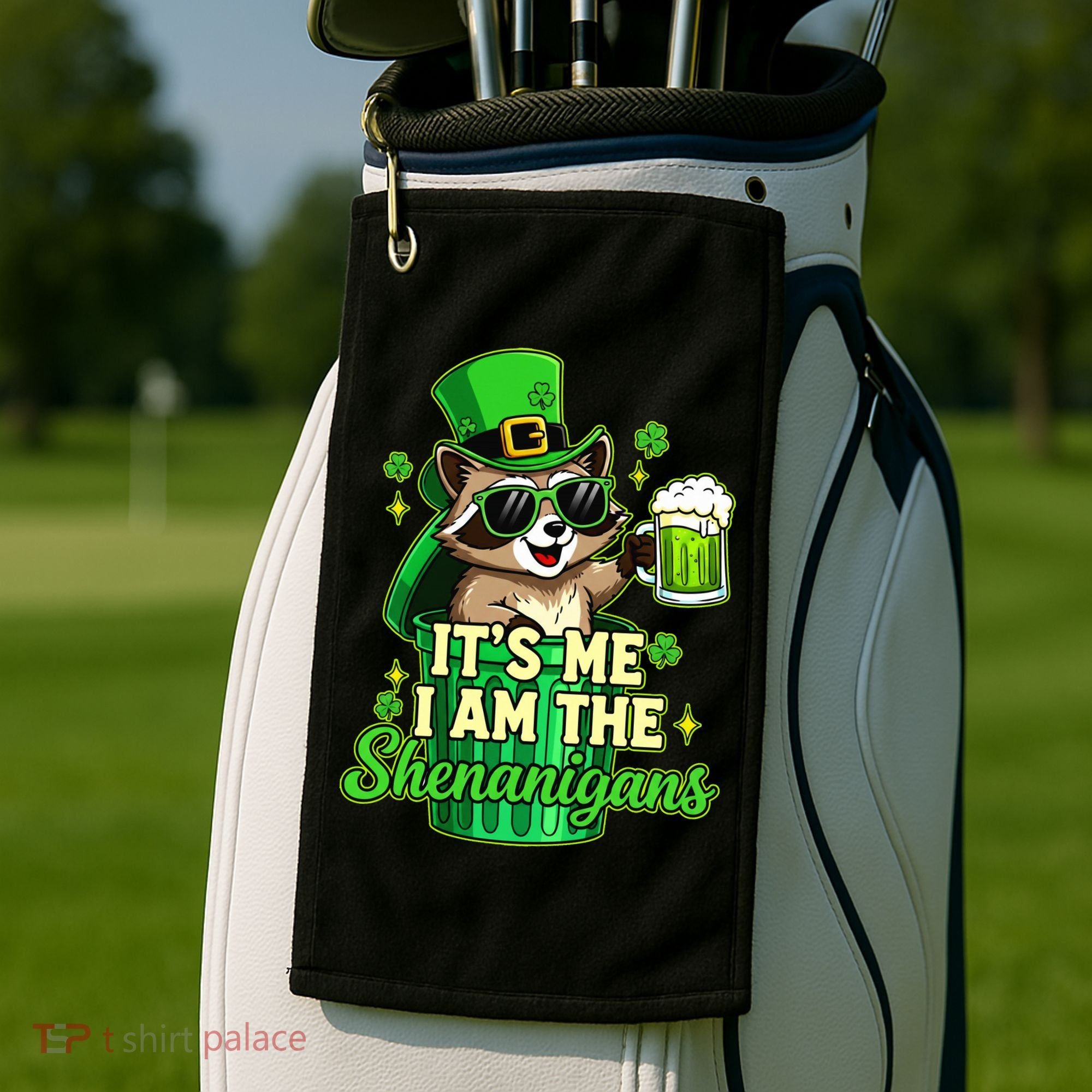 St Patrick's Day Its Me I Am The Shenanigans Raccoon Golf Towel