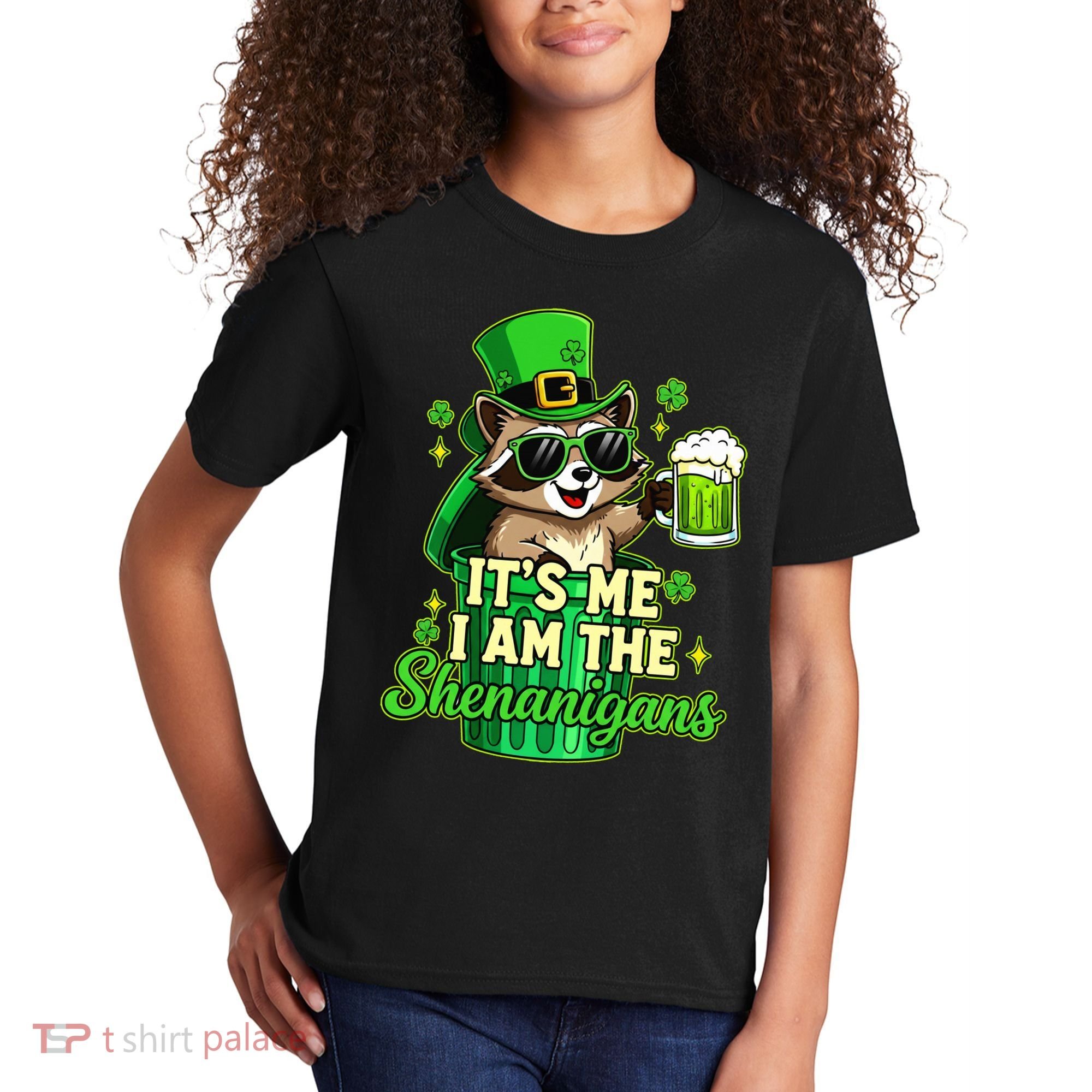 St Patrick's Day Its Me I Am The Shenanigans Raccoon Kids T-Shirt
