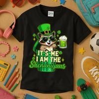 St Patrick's Day Its Me I Am The Shenanigans Raccoon Kids T-Shirt thumb 3