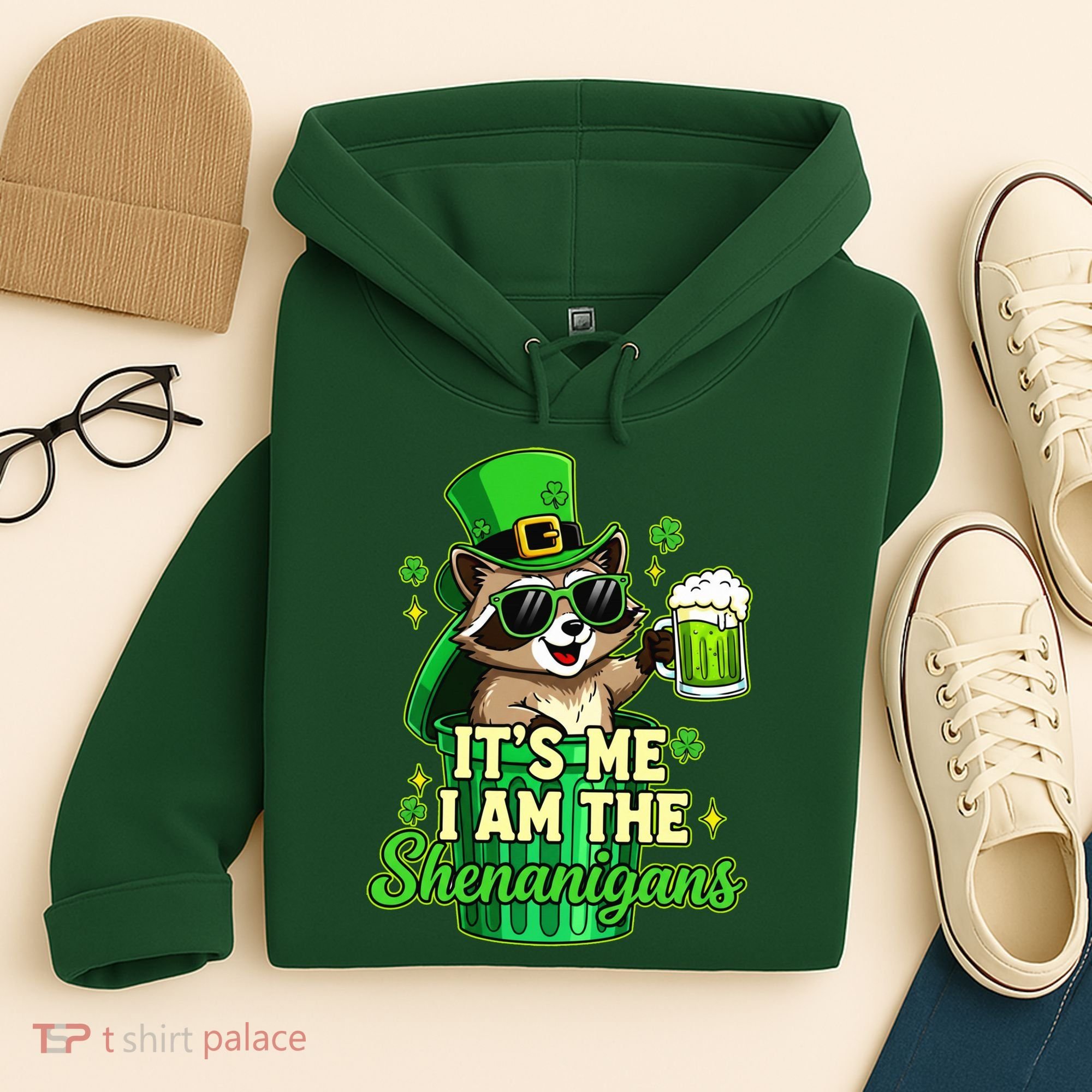 St Patrick's Day Its Me I Am The Shenanigans Raccoon Hoodie