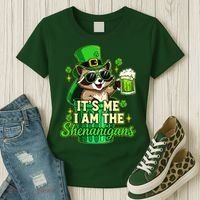 St Patrick's Day Its Me I Am The Shenanigans Raccoon Women's T-Shirt thumb 3