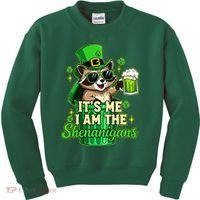 St Patrick's Day Its Me I Am The Shenanigans Raccoon Kids Sweatshirt thumb 0