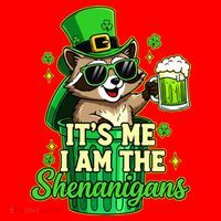 St Patrick's Day Its Me I Am The Shenanigans Raccoon Santa Hat thumb 1
