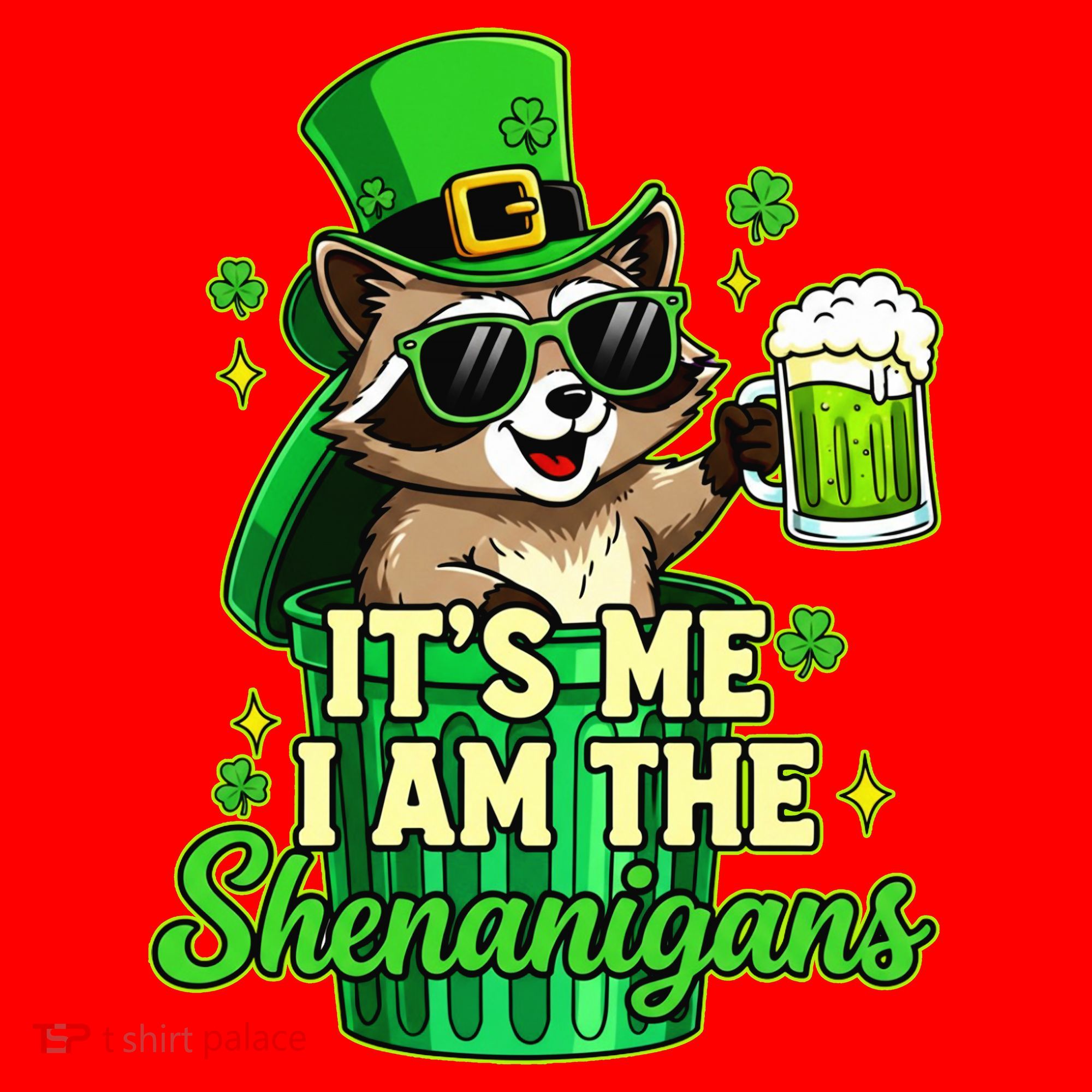 St Patrick's Day Its Me I Am The Shenanigans Raccoon Santa Hat