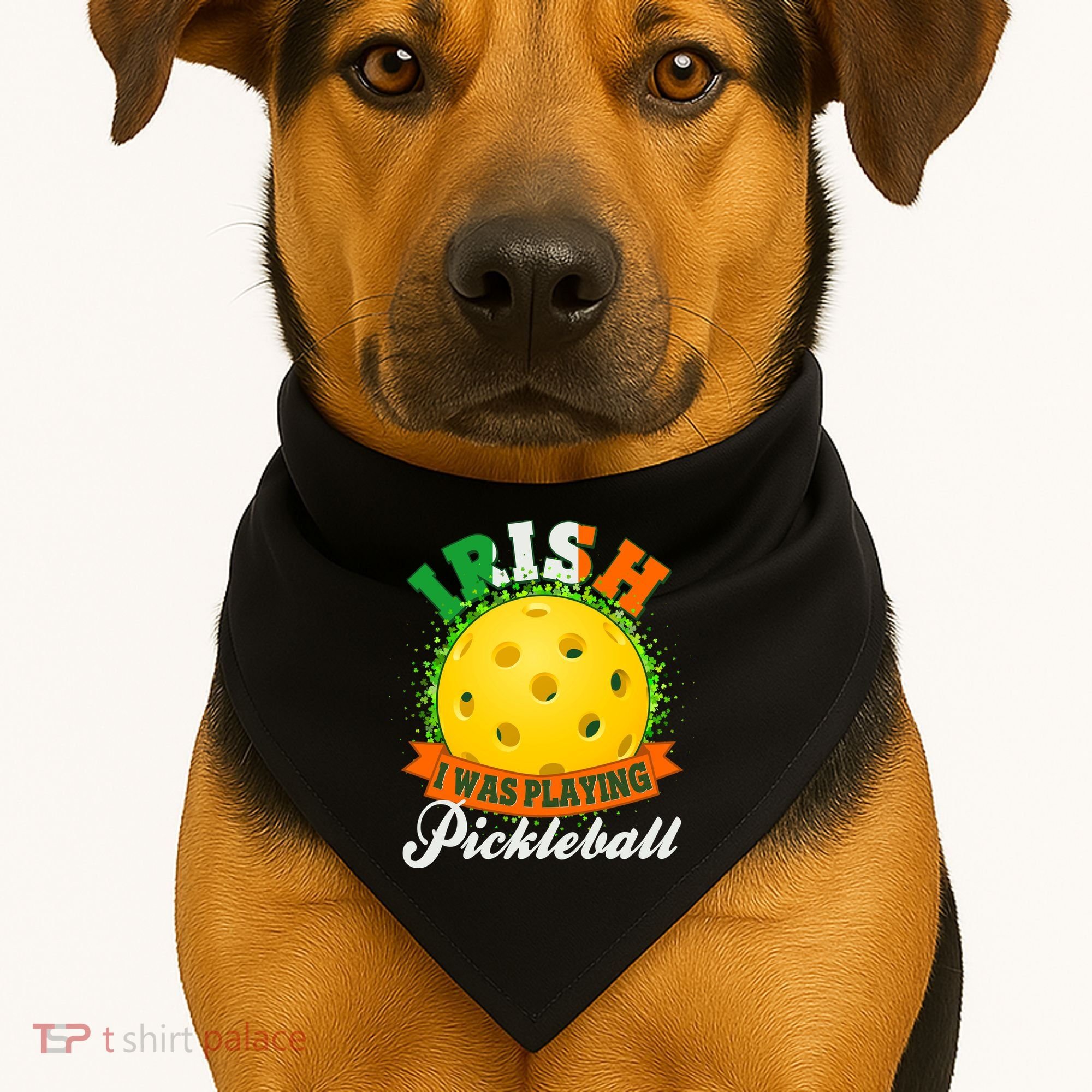 St Patricks Day Irish I Was Playing Pickleball USA-Made Doggie Bandana