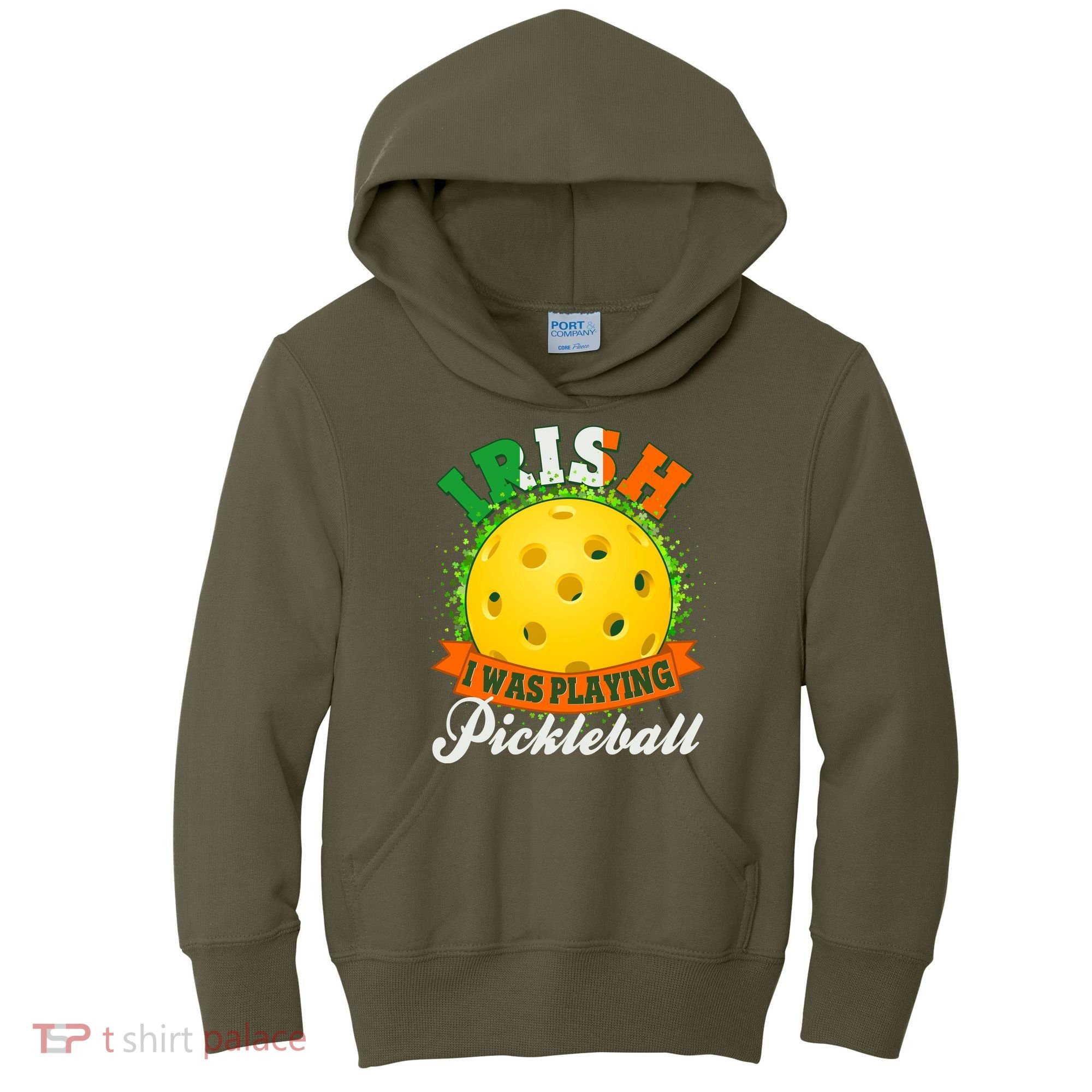 St Patricks Day Irish I Was Playing Pickleball Kids Hoodie