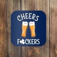 St PatrickS Day Cheers Fuckers Shamrock Clover Beer Adult Gift Coaster thumb 0