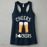 St PatrickS Day Cheers Fuckers Shamrock Clover Beer Adult Gift Women's Tank Top thumb 3