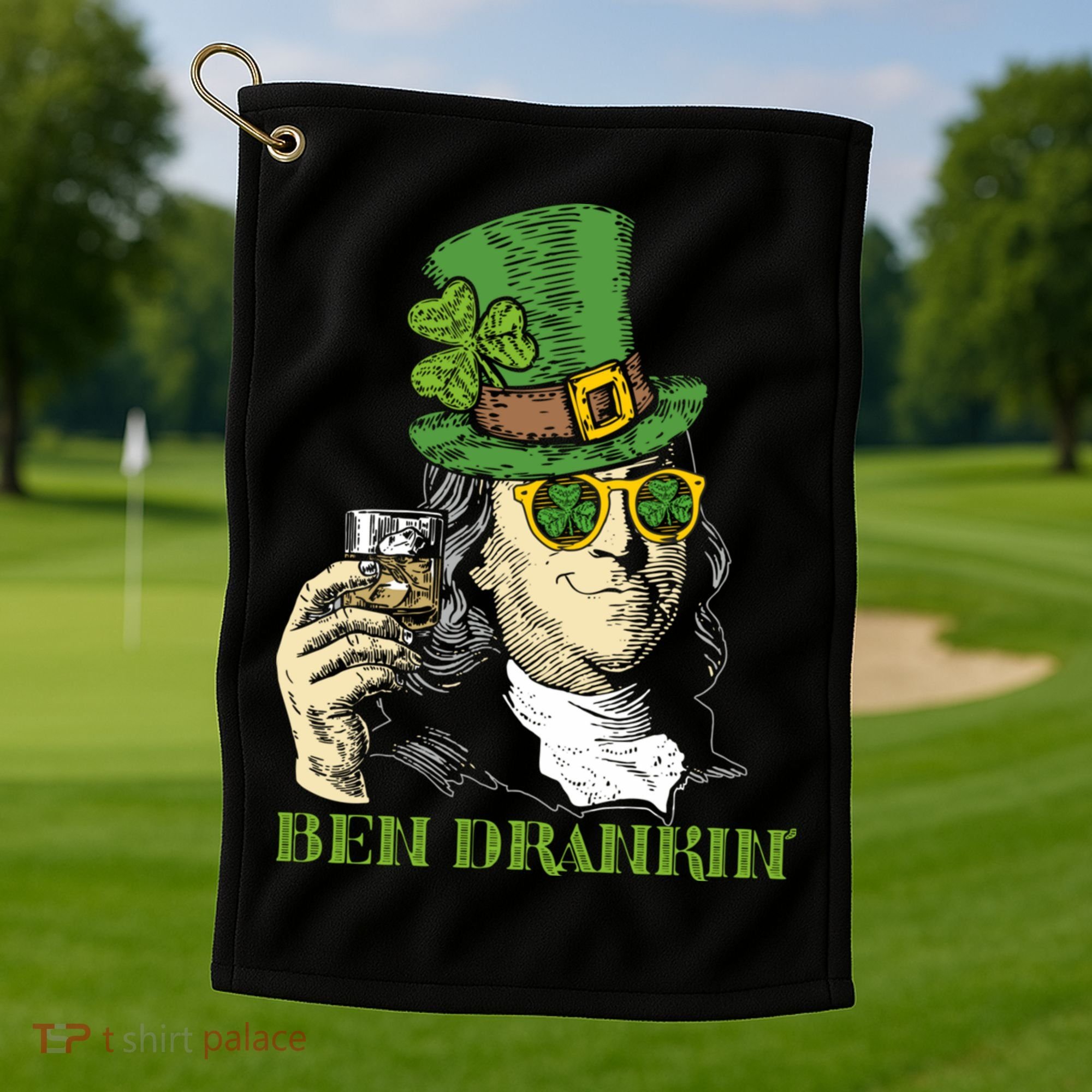 St Patricks Day, Ben Drankin, Funny Irish, Funny St Patricks Day Golf Towel
