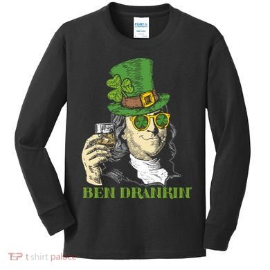 St Patricks Day, Ben Drankin, Funny Irish, Funny St Patricks Day Kids Long Sleeve Shirt