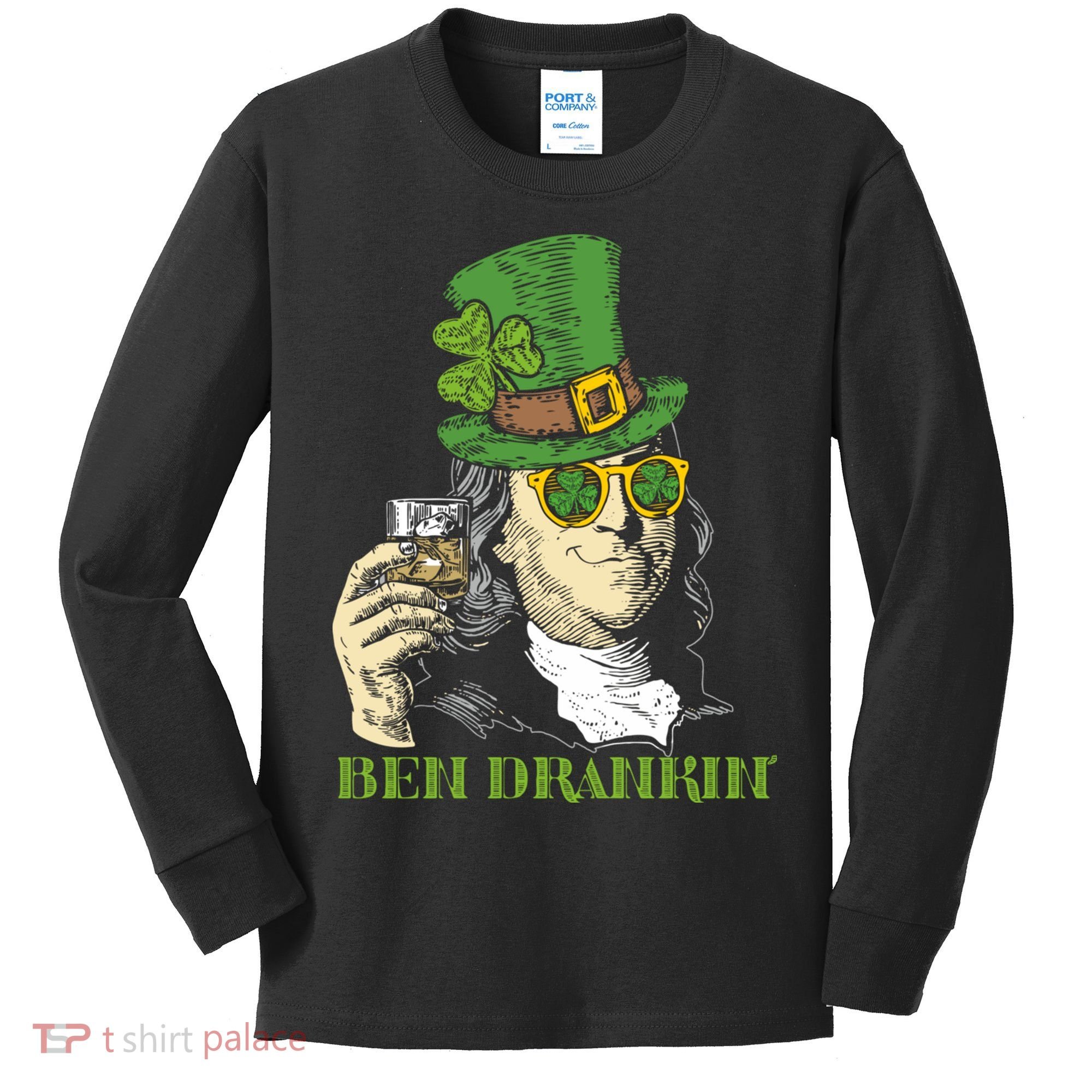 St Patricks Day, Ben Drankin, Funny Irish, Funny St Patricks Day Kids Long Sleeve Shirt
