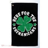 St Patricks Day Here For The Shenanigans Lucky Shamrock Clover Golf Towel thumb 0