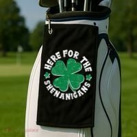 St Patricks Day Here For The Shenanigans Lucky Shamrock Clover Golf Towel thumb 2