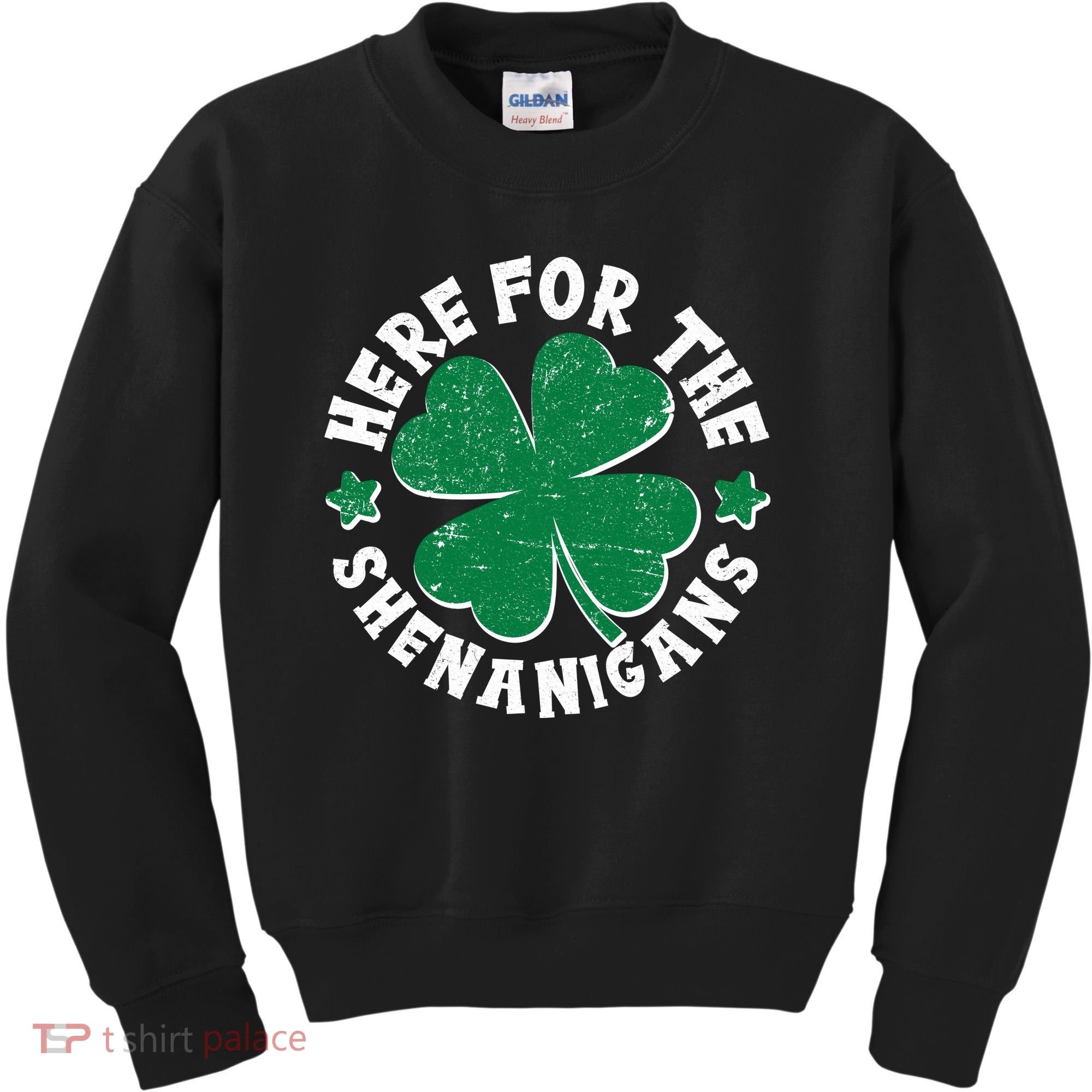 St Patricks Day Here For The Shenanigans Lucky Shamrock Clover Kids Sweatshirt