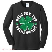 St Patricks Day Here For The Shenanigans Lucky Shamrock Clover Kids Long Sleeve Shirt thumb 0