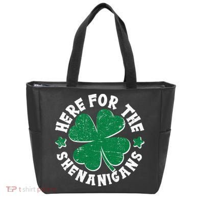 St Patricks Day Here For The Shenanigans Lucky Shamrock Clover Tote Bag