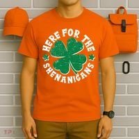 St Patricks Day Here For The Shenanigans Lucky Shamrock Clover T-Shirt thumb 6