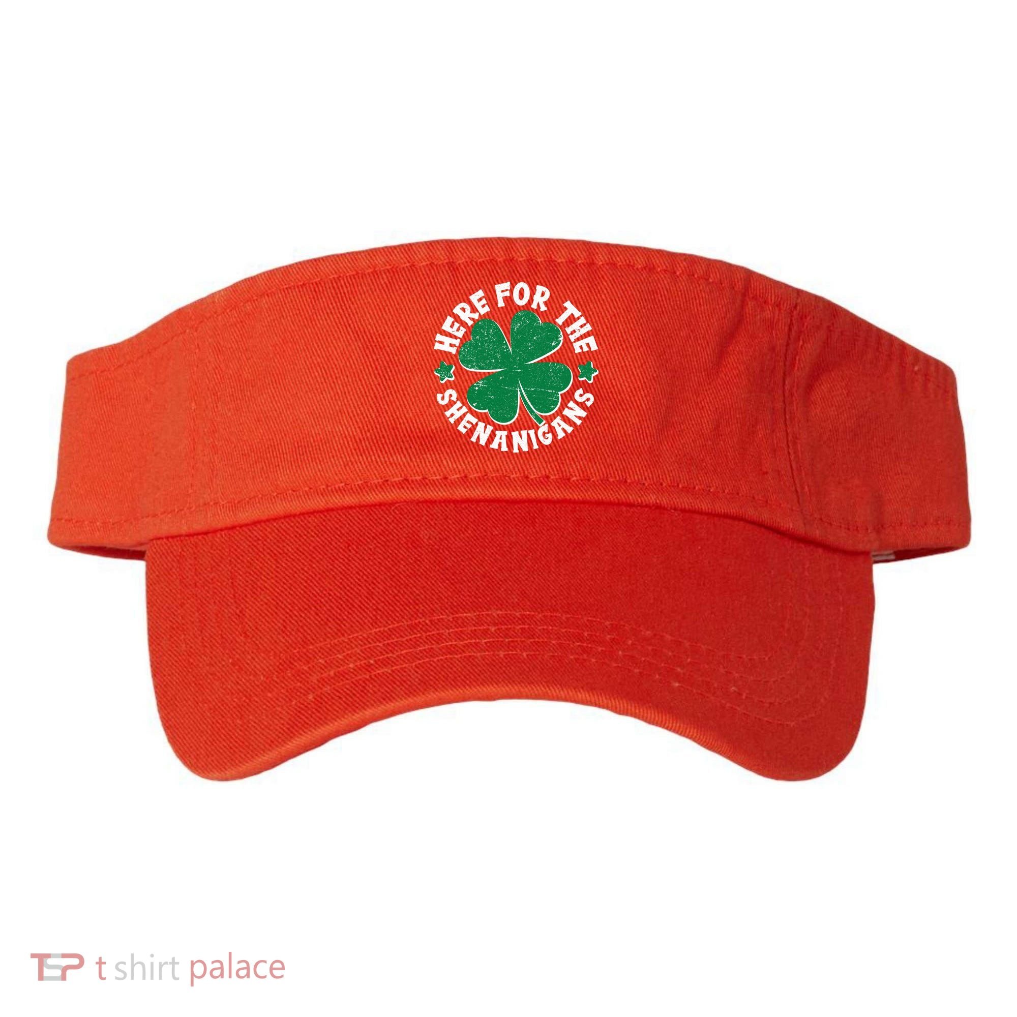 St Patricks Day Here For The Shenanigans Lucky Shamrock Clover Visor