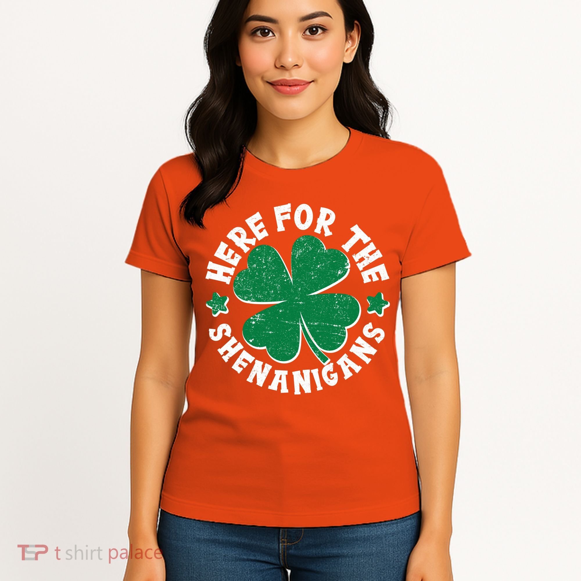 St Patricks Day Here For The Shenanigans Lucky Shamrock Clover Women's T-Shirt