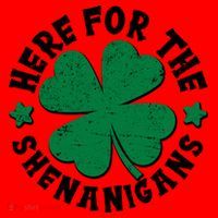 St Patricks Day Here For The Shenanigans Lucky Shamrock Clover Santa Hat thumb 1
