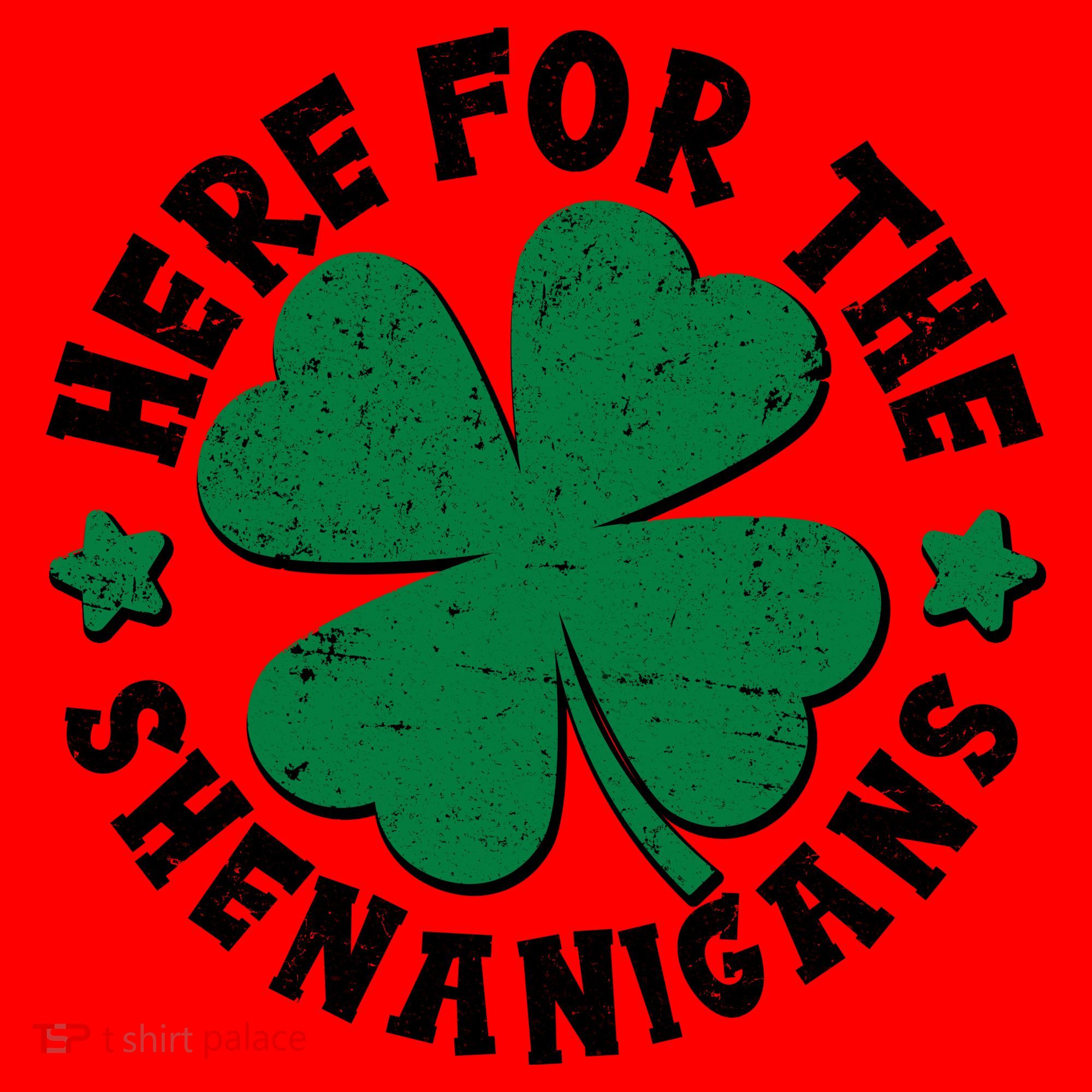 St Patricks Day Here For The Shenanigans Lucky Shamrock Clover Santa Hat