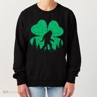 St Patricks Day Bigfoot Sasquatch Irish Clover Women's Sweatshirt thumb 0