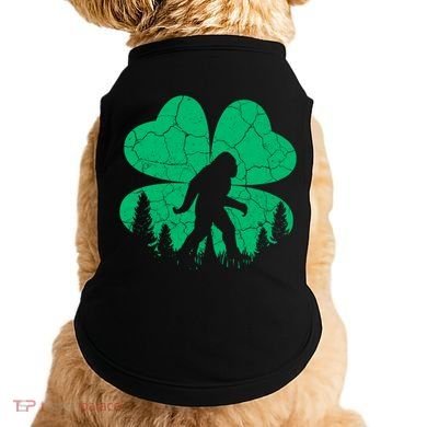 St Patricks Day Bigfoot Sasquatch Irish Clover Doggie Tank