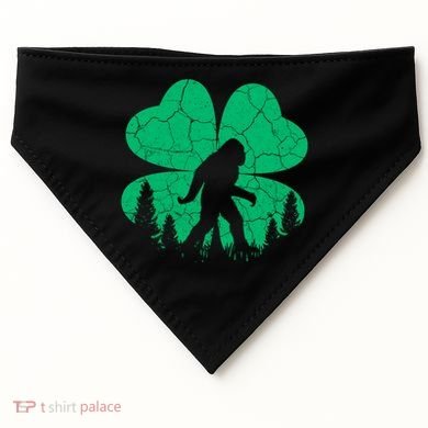St Patricks Day Bigfoot Sasquatch Irish Clover USA-Made Doggie Bandana