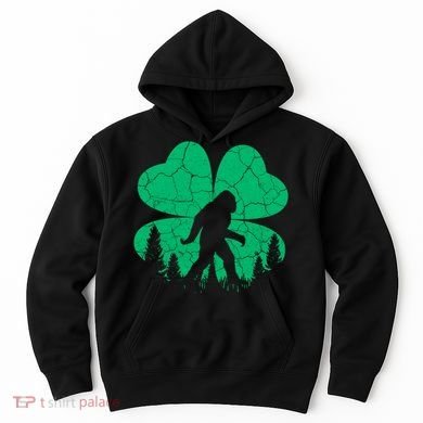 St Patricks Day Bigfoot Sasquatch Irish Clover Hoodie