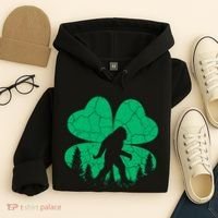 St Patricks Day Bigfoot Sasquatch Irish Clover Hoodie thumb 4