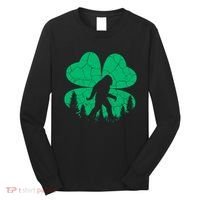St Patricks Day Bigfoot Sasquatch Irish Clover Long Sleeve Shirt thumb 0