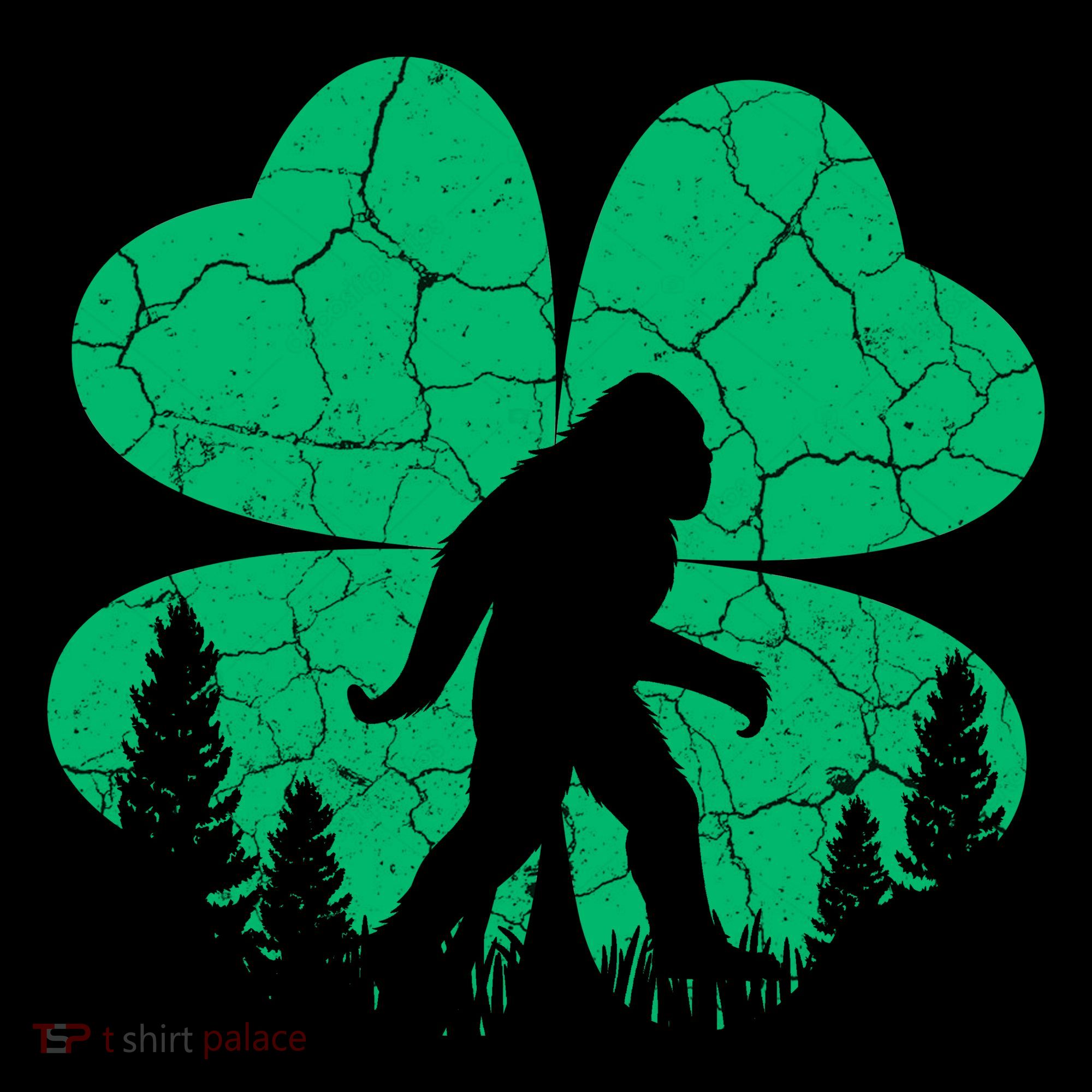 St Patricks Day Bigfoot Sasquatch Irish Clover Long Sleeve Shirt