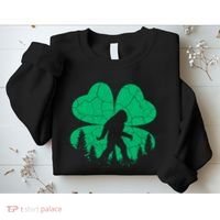 St Patricks Day Bigfoot Sasquatch Irish Clover Sweatshirt thumb 2