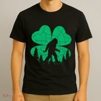 St Patricks Day Bigfoot Sasquatch Irish Clover T-Shirt thumb 3